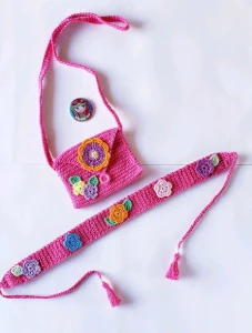 Kit Bolsinha e Cinto Infantil em Crochê - Artesanato e Personalizados