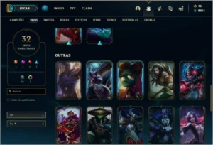 Conta ouro 2 com 32 skins e 69 champs - League of Legends LOL