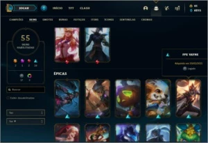 Conta prata 4 com 102 champs e 55 skins - League of Legends LOL