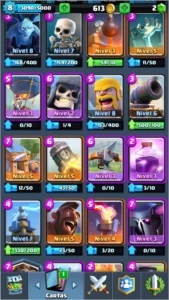 conta clash royale lvl 8 quase 9 2200 trofeus 3 lendarias