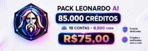 Pack Leonardo AI 10 contas 85.000 mil creditos - Inteligência Artificial