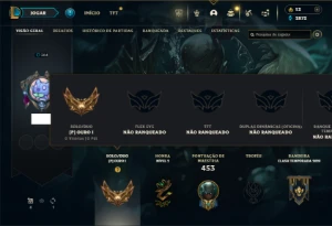 Ouro 1 com 140 Champs e 296 Skins + 3 Miticas - League of Legends LOL