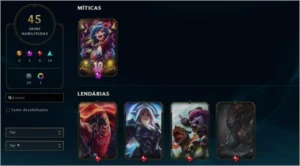 Conta League of Legends - Platina IV - Level 317 - 45 Skins LOL