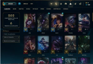 Conta ouro 4 com 65 Champs e 18 Skins + 4 Vitoriosas - League of Legends LOL