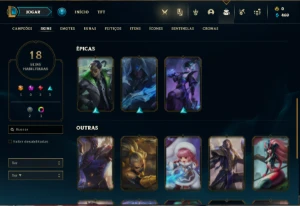 Conta ouro 4 com 65 Champs e 18 Skins + 4 Vitoriosas - League of Legends LOL