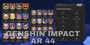 Conta TOP de Genshin AR 44 com 5 T5 - Genshin Impact