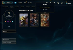 Conta ouro 1 com 22 Champs e 3 Skins + 10 Fragmentos - League of Legends LOL
