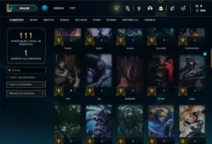 Platina 4 com 70 Champs e 12 Skins + 25 Espolios - League of Legends LOL