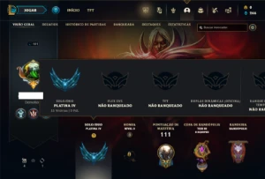 Platina 4 com 70 Champs e 12 Skins + 25 Espolios - League of Legends LOL