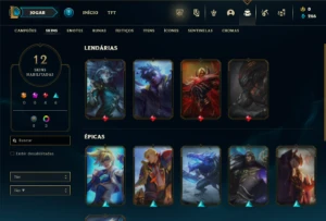 Platina 4 com 70 Champs e 12 Skins + 25 Espolios - League of Legends LOL