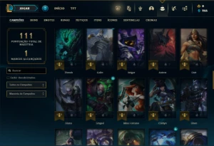 Platina 4 com 70 Champs e 12 Skins + 25 Espolios - League of Legends LOL
