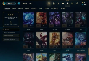 Platina 4 com 70 Champs e 12 Skins + 25 Espolios - League of Legends LOL