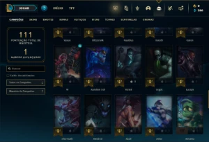 Platina 4 com 70 Champs e 12 Skins + 25 Espolios - League of Legends LOL